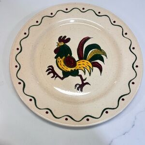 Poppytrail by Metlox 10" dinner plate rooster 50s design vintage